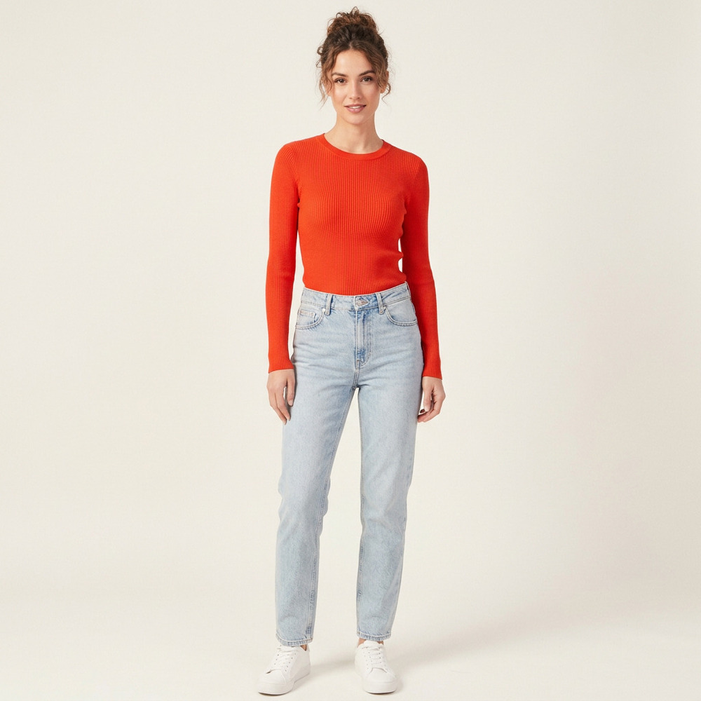 Mossimo Supply Co Orange Ribbed Long Sleeve S